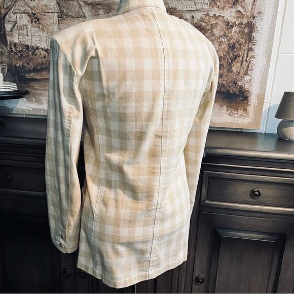 Vintage Oversized White & Tan check Blazer by Liz Wear size Small - Picture 5 of 8